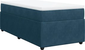 vidaXL Pat box spring cu saltea, albastru închis, 90x200 cm, catifea