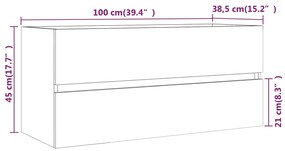 Dulap de chiuveta, sonoma gri, 100x38,5x45 cm, lemn prelucrat sonoma gri, Dulap pentru chiuveta, 1