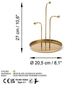 Suport bijuterii GED-004 Auriu 20.5x20.5x27 cm