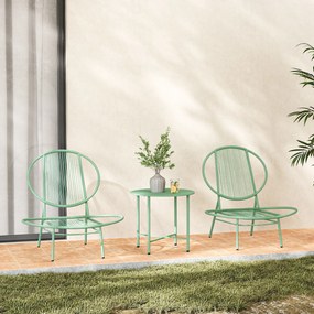 Outsunny Set bistro 3 piese din polyratan rezistent la intemperii, set mobilier de grădină cu masă bistro, scaune de grădină în formă de scoică, Verde | Aosom Romania