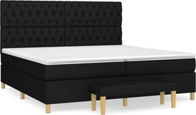 vidaXL Pat box spring cu saltea, negru, 200x200 cm, textil