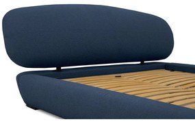 Pat matrimonial albastru închis tapițat cu somieră 140x200 cm Odette – Scandic