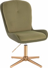 HR690CROSS Scaun Velvet&amp;soft Piele Pu Măsline/Khaki Bază Aurie