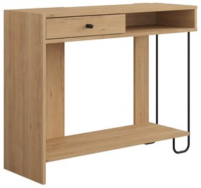 Masă consolă în culoare naturală cu blat cu aspect de lemn de stejar 35x100 cm Saturne – Marckeric