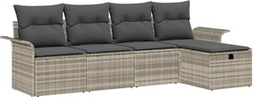 vidaXL Set de canapele pentru grădină 5 pcs Gri deschis poliratan