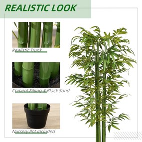 HOMCOM Plantă Artificială de Bambus, 180 cm, Realistă, cu Ghiveci Decorativ pentru Living și Dormitor, Verde | Aosom Romania