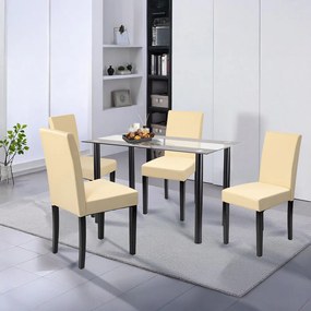 Set de masă Karin 4+1 negru-bej