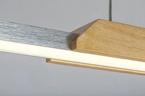 Lustra LED suspendata din metal si lemn Tamur