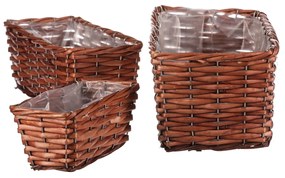 Set de ghiveci din răchită, 3 bucăți, 3 dimensiuni