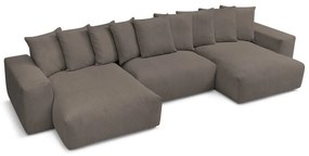 Colțar gri/maro cu tapițerie din catifea reiată Voltaire – Bobochic Paris