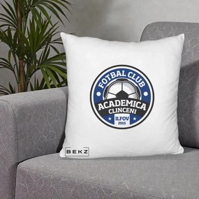 Perna Personalizata Academica Clinceni Fotbal Club, 40x40 cm, Alb Pufos, Husa Detasabila, Perna Inclusa, BEKZ®