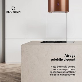 Klarstein Baretta, hotă suspendată, Ø 35 cm, recirculare a aerului 519 m³/h, LED, cupru