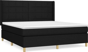 vidaXL Pat box spring cu saltea, negru, 160x200 cm, textil