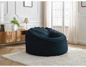 Fotoliu bean bag albastru închis cu tapițerie din catifea reiată Socrate – Bobochic Paris