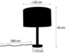 Lampă de masă din lemn cu abajur de catifea gri-maroniu 35cm - Mels