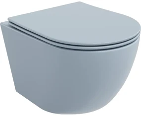 Mexen Lena vas de toaletă Rimless cu capac slim cu închidere lentă, duroplast, Gri albastru mat - 30224069