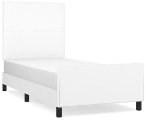 Cadru de pat cu tablie, alb, 80x200 cm, piele ecologica Alb, 80 x 200 cm, Design simplu