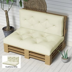 Outsunny Set 2 Perne de Grădină pentru Ședere și Spate cu Umplutură Groasă, Perne de Exterior din Poliester pentru Canapele și Paleți, Crem | Aosom Romania