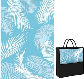 Outsunny Covor outdoor reversibil robust rezistent la intemperii cu geantă de transport ancore pentru sol 274 x 182 cm Hellblau+Weiß | Aosom Romania