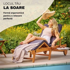 Șezlong de grădină TAMI SUN, 195,5x69x85cm, natur maro Jurhan