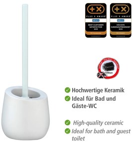Perie cu suport din ceramică pentru toaletă Wenko Badi, alb