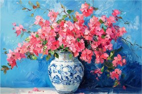 Tablou - Vază cu flori roz (90x60 cm)