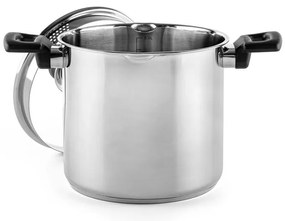 Cratiță adâncă Luigi Ferrero Sophia FR-3407, 20x18 cm, 5.6 l, Oțel 18/10, Capac din sticlă cu gaură pentru abur, Inducție, Inox