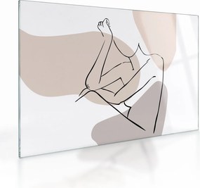Tablou pe sticlă - Femeie corp linie de artă N⁰1 (70x50 cm)