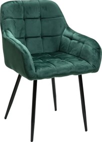 Fotoliu de sufragerie verde inchis MARLEN VELVET cu picioare negre