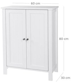 Dulap pentru baie usa dubla doua rafturi ajustabile design scandinav lemn alb 80 x 60 x 30 cm
