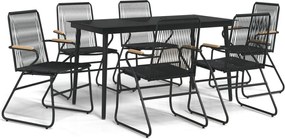 vidaXL Set mobilier de grădină, 7 piese, negru, ratan PVC