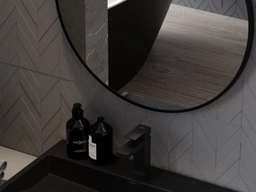 Mexen Loft oglindă de baie rotundă 80 cm, ramă neagră - 9850-080-080-000-70