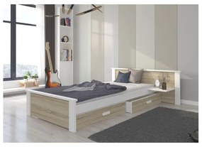 Pat Dormitor ALDEX Cu Sertar Stejar Sonoma/Alb 80x180cm