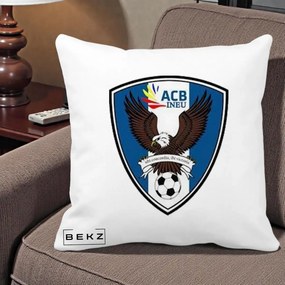 Perna Personalizata ACB Ineu Fotbal, 40x40 cm, Alba Mata, Husa Detasabila, Perna Inclusa, BEKZ®