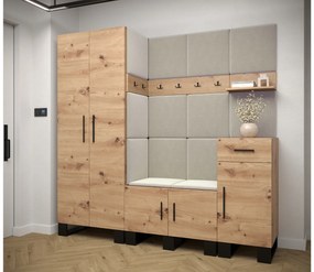 Set mobilier pentru hol Amanda 1 (Stejar artisan + bej). 1085857