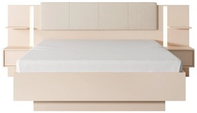 Pat matrimonial 160 cm cu noptiere Danton K (cu sp. depozitare) (fără saltea și somieră) (Bej). 1071334