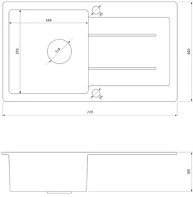 Samona - Chiuvetă de bucătărie SAMONA 77 x 44 cm, granit, gri