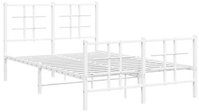 355626 vidaXL Cadru de pat metalic cu tăblie, alb, 120x200 cm