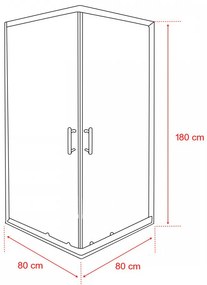 Cabină de duș pătrată Spirit Clear 80x80x180 cm, fără cădiță de duș, neagră