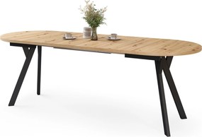 Mazzoni Masă ovală extensibilă ALMO Stejar Artisan / picioare negre