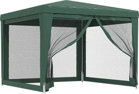 vidaXL Cort de petrecere cu 4 pereți din plasă, verde, 3x3 m, HDPE