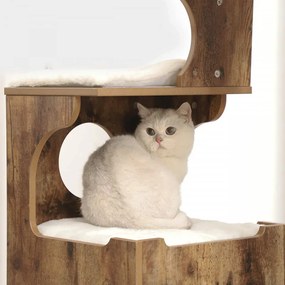 Ansamblu pentru pisici, 66 x 40 x 86 cm, plush / sisal, maro rustic, Feandrea