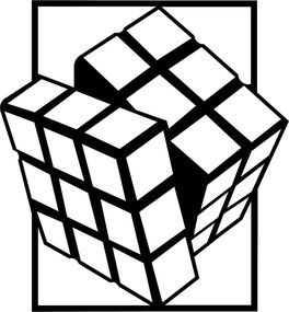Decoratiune perete RUBIK'S CUBE, negru, metal, 64x69 cm