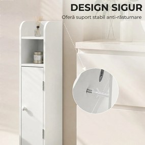 HOMCOM Dulap de Baie Îngust, Economisire de Spațiu, Alb | Aosom Romania