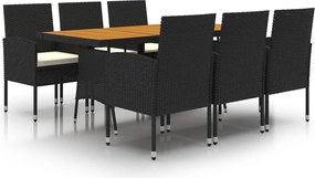 vidaXL Set mobilier de exterior, 7 piese, negru, poliratan