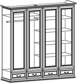 Dulap lemn masiv nuc Ravino II, 212,6 × 60,5 × 207,9 cm