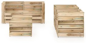 Set mobilier de gradina, 6 piese, lemn de pin tratat verde