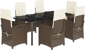 vidaXL Set mobilier de grădină cu perne, 7 piese, maro, poliratan