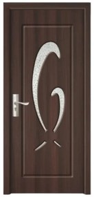 Usa Interior din MDF Novo Doors ND219, Cadru din Lemn Masiv, Geam Sablat, KIT COMPLET, Toc , Manere si balamale incluse (Culoare: Nuc, Toc: Fix,