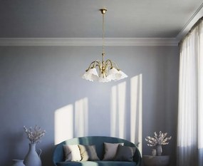 Candelabru 5 brate din alama si abajur ceramic Zefira